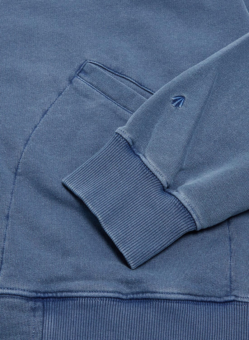 Embroidered Arrow Zip Hoodie in Denim 6