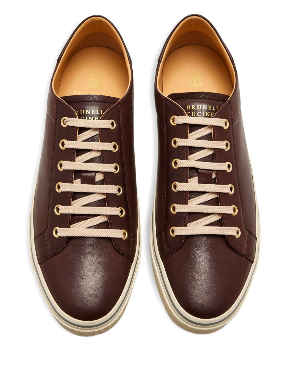 lace-up leather sneakers - 3