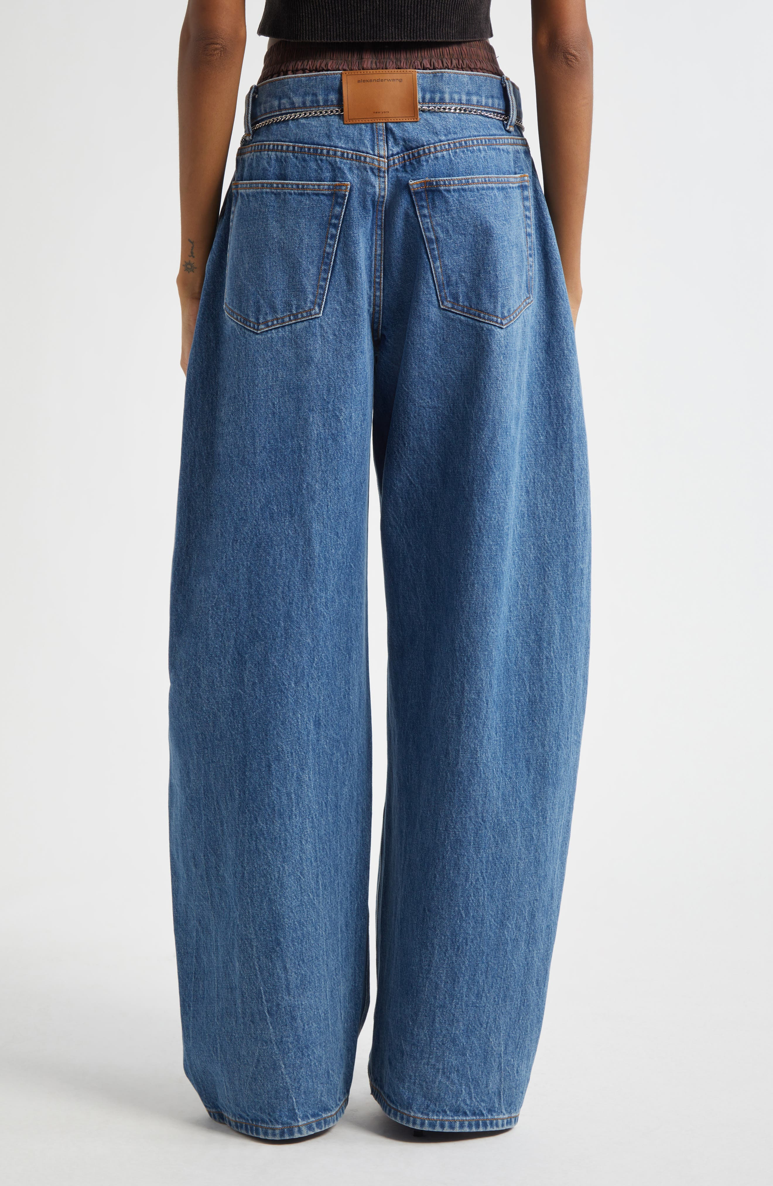 Alexander Wang Pre-Style Brief Waistband Denim Balloon Leg Jeans in Deep Blue at Nordstrom - 3