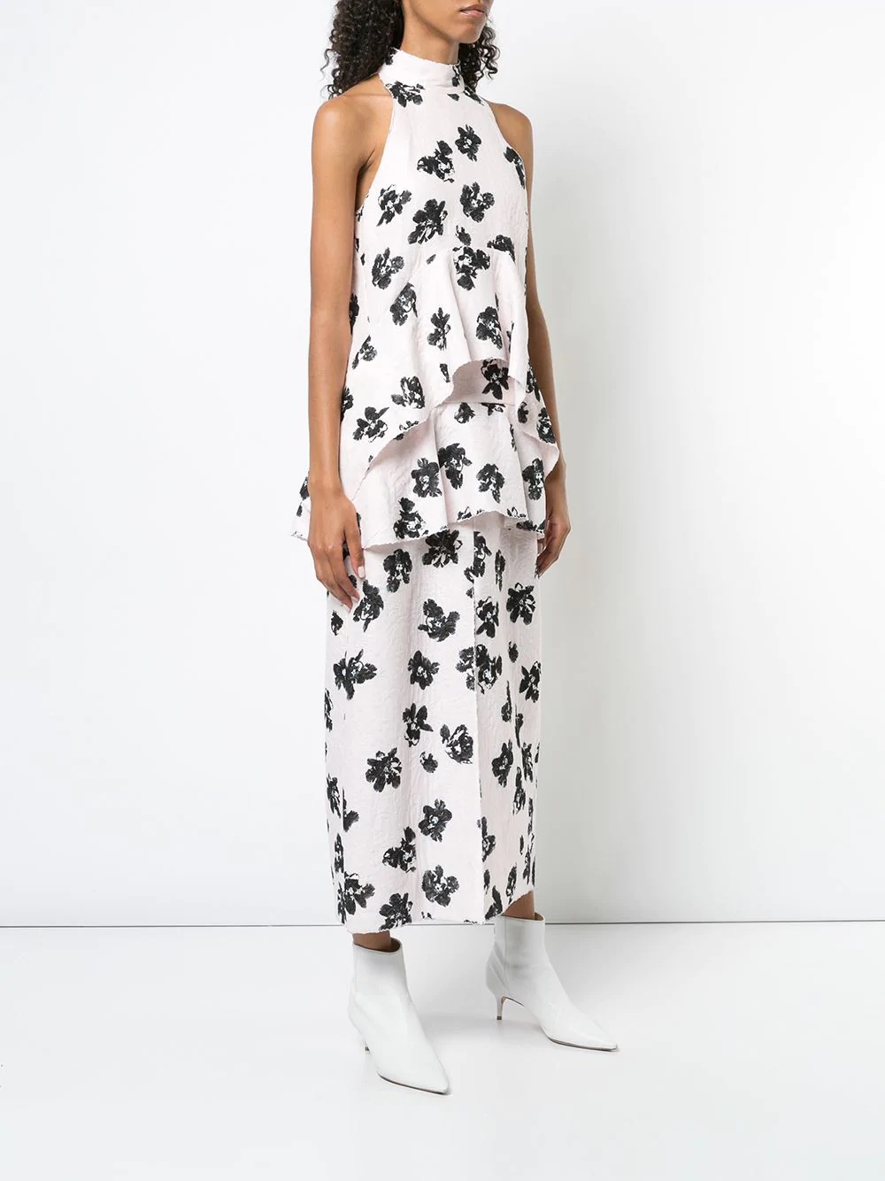 floral print draped dress - 3