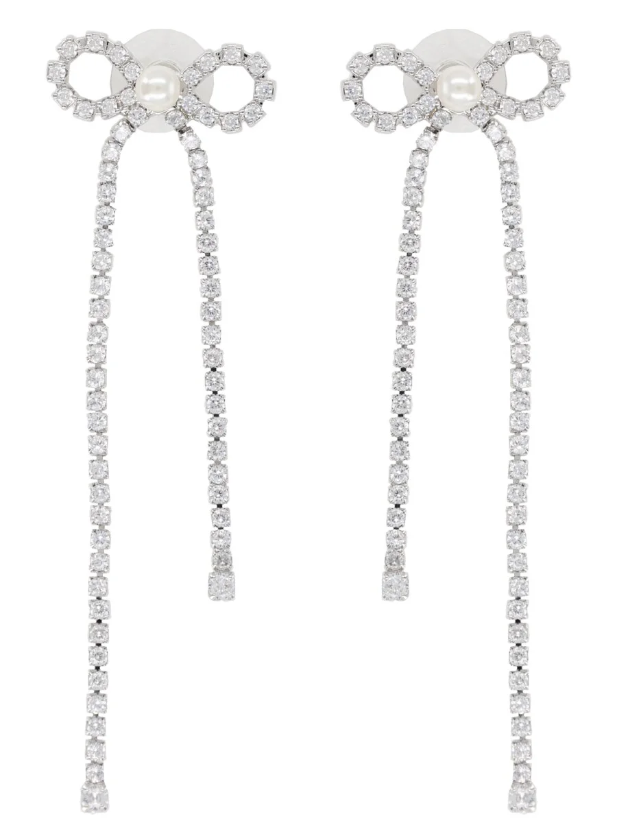 CRYSTAL DROPLET BOW EARRINGS - 1