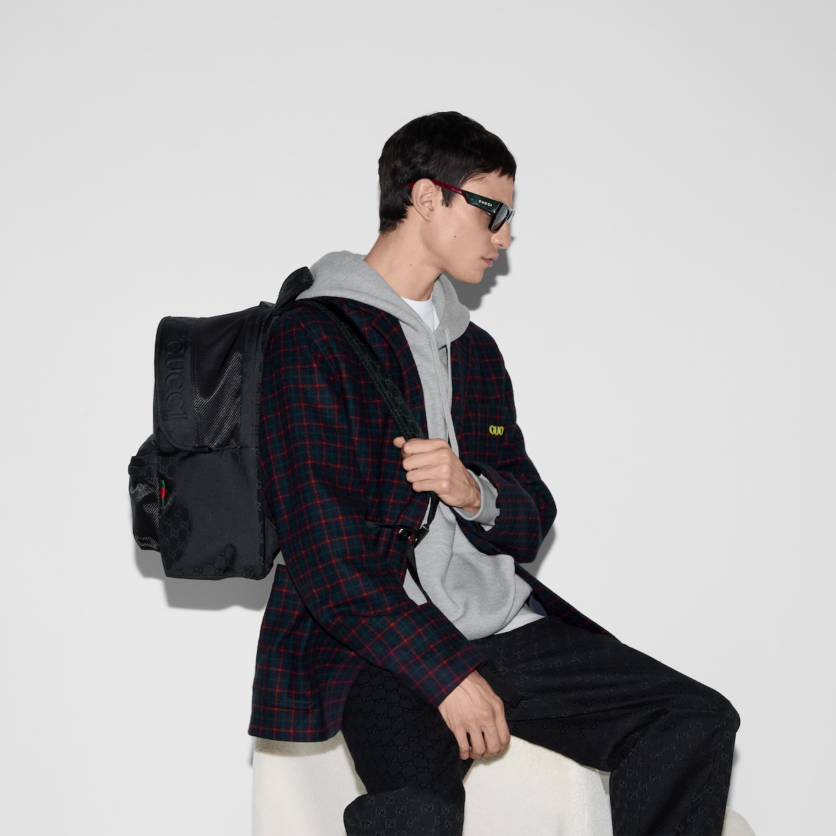 Embroidered check wool flannel jacket - 6