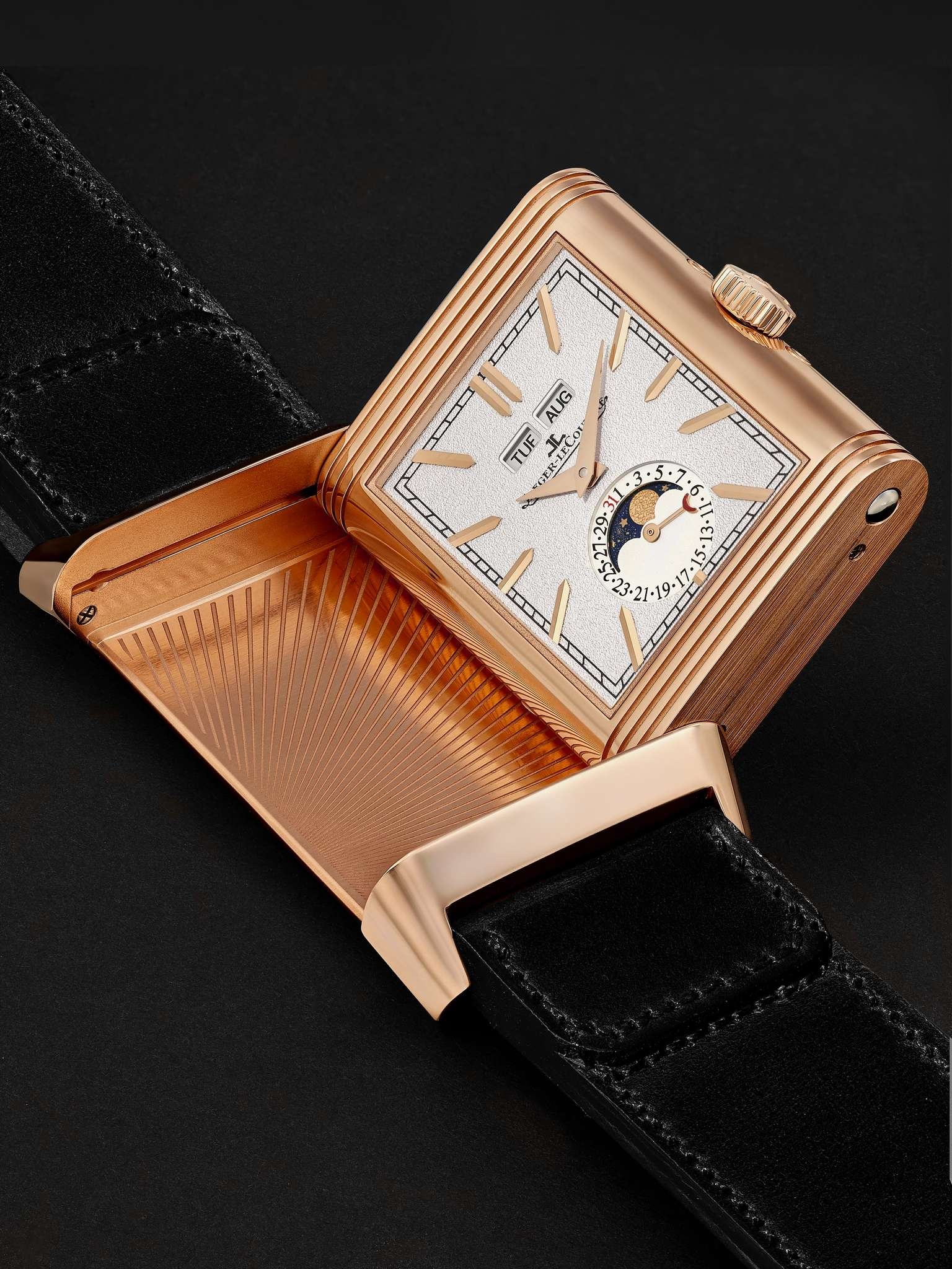 + Casa Fagliano Reverso Tribute Calendar Limited Edition Hand-Wound 29.9mm 18-Karat Rose Gold and Le - 7