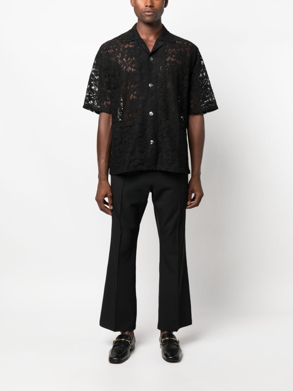 floral-lace button-up shirt - 2