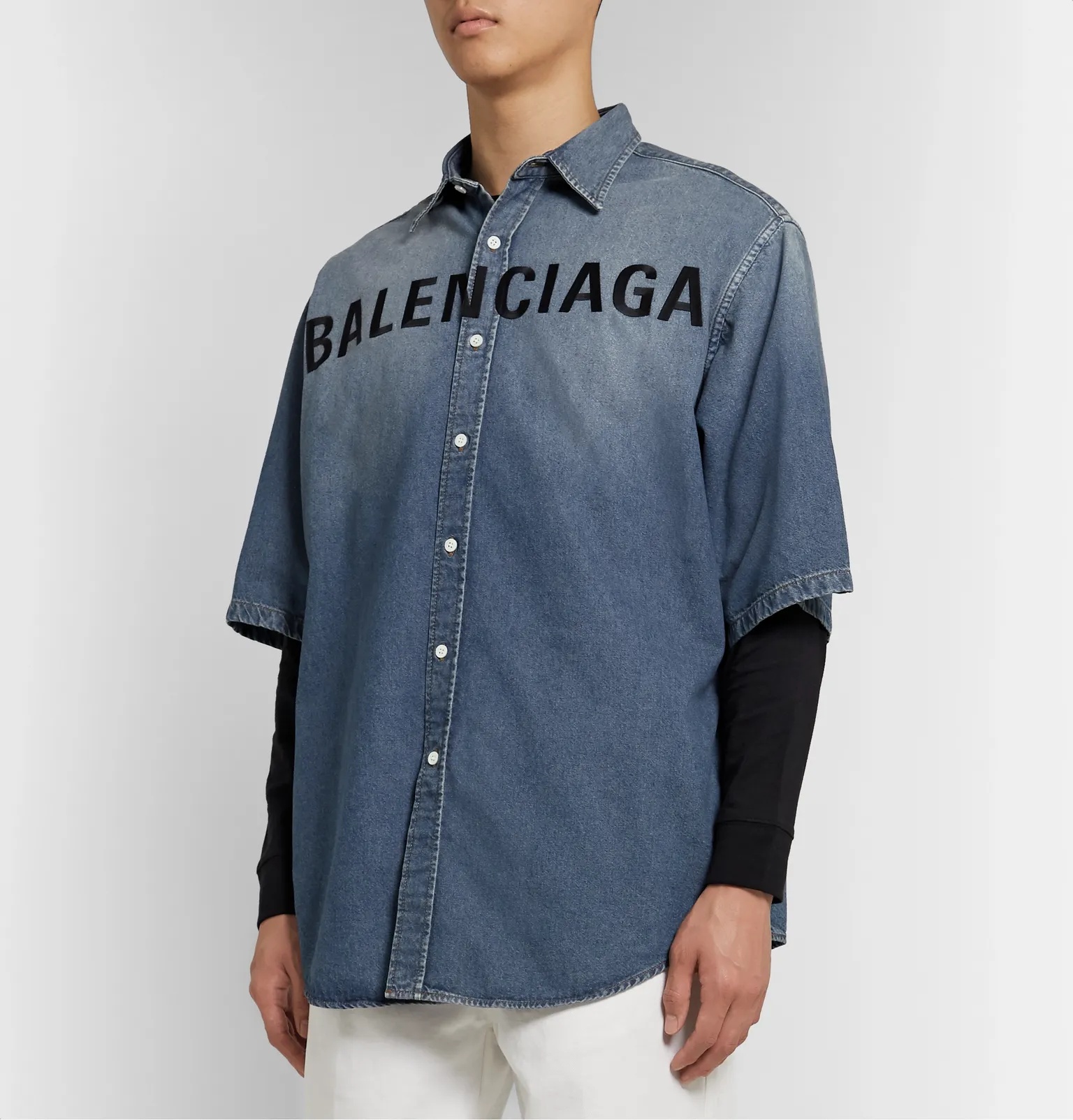 Oversized Logo-Embroidered Denim Shirt - 4