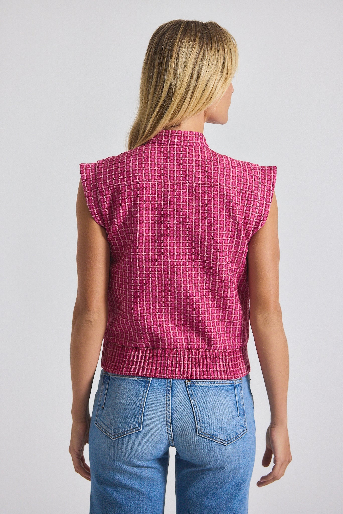 NAMIRA COTTON TWEED SLEEVELESS JACKET - 4