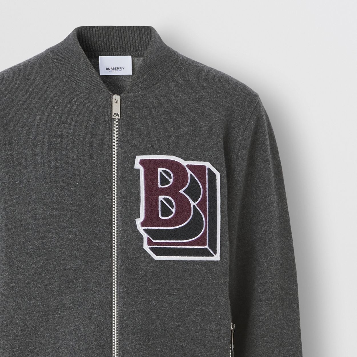 Letter Graphic Wool Cashmere Blend Bomber Jacket - 8