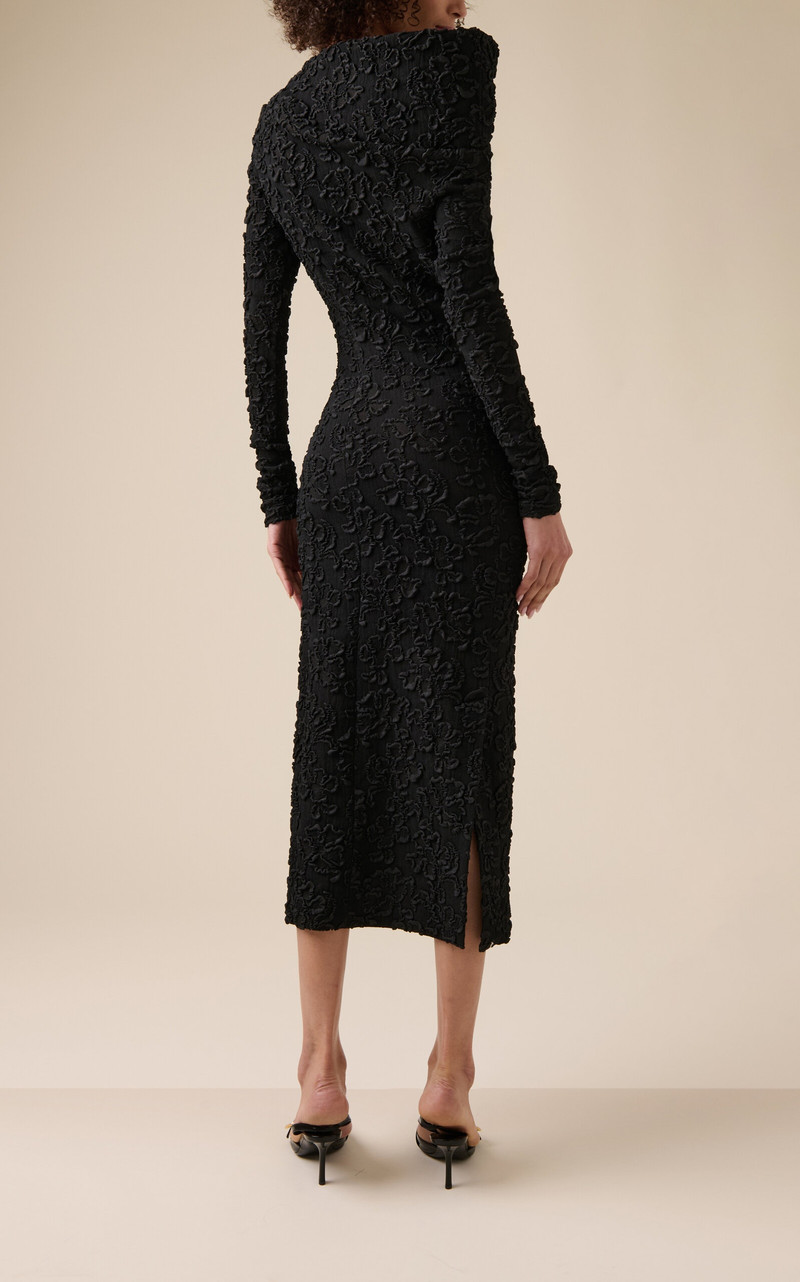 Embroidered Silk-Blend Off-The-Shoulder Midi Dress black 4