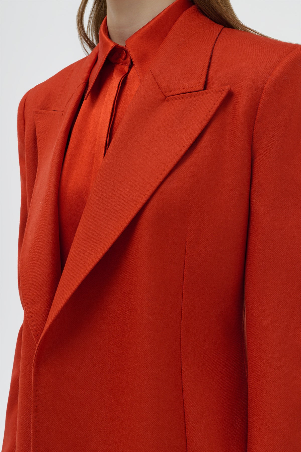 Mairi Blazer in Antelope Orange Wool Cashmere Flannel - 6