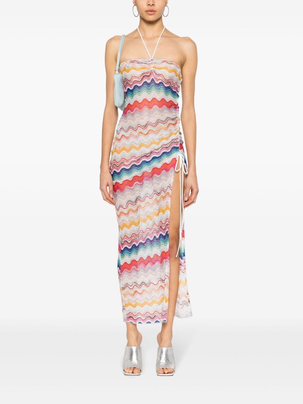 strapless zigzag midi dress - 2