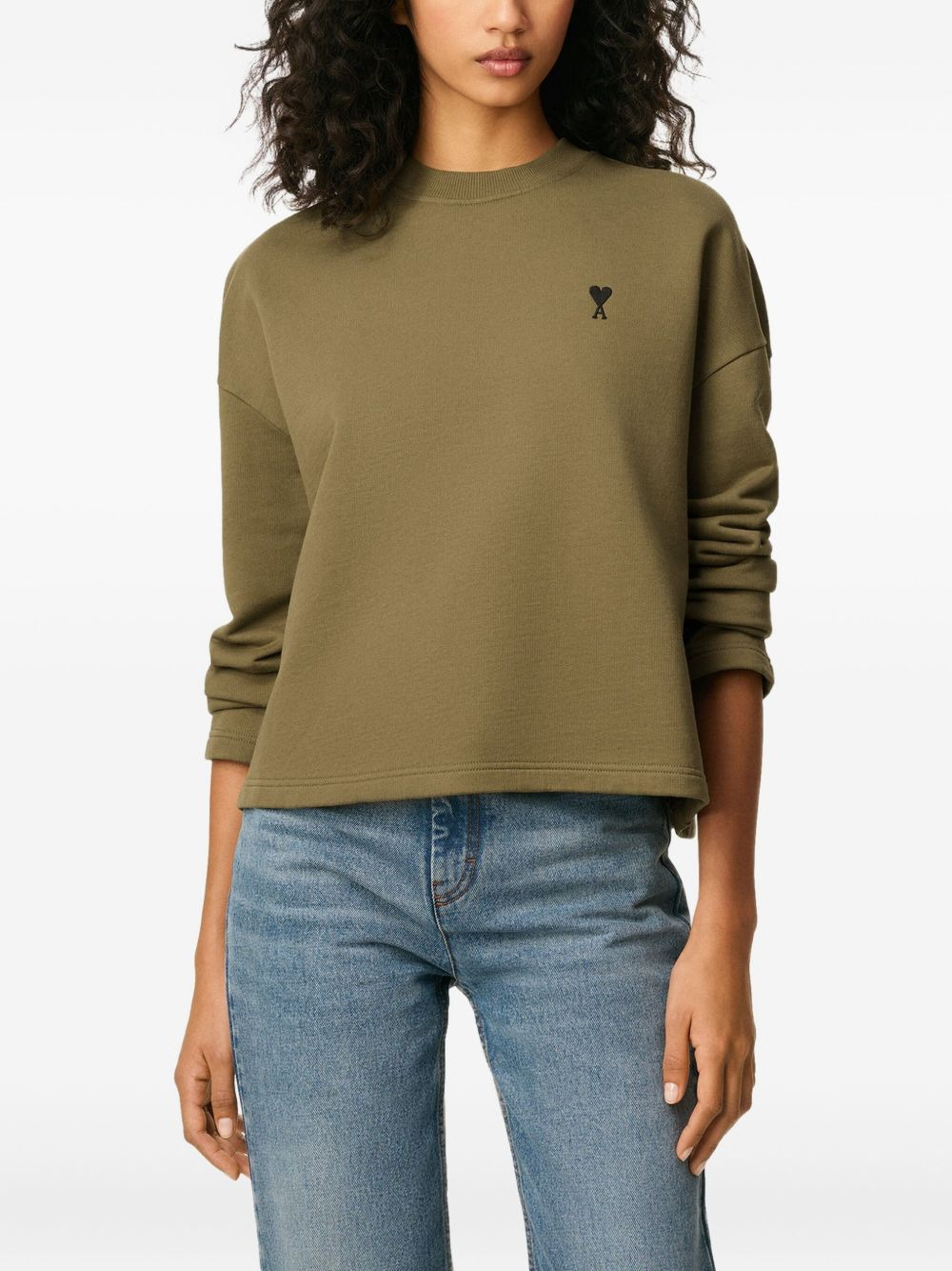 heart-embroidered cotton sweatshirt - 5