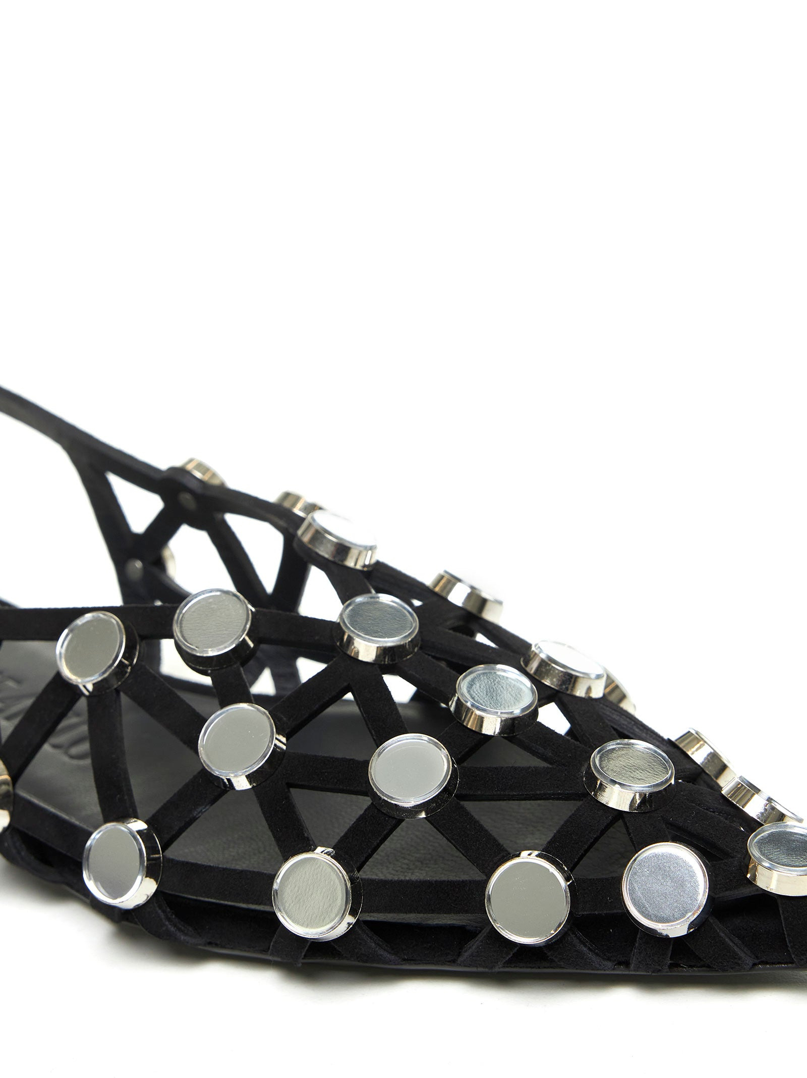 Black suede  Grid  ballet flats - 4