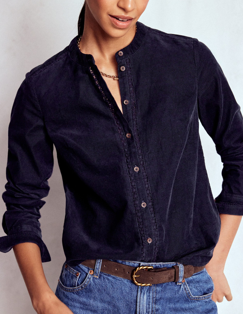 Victoria Cord Shirt-Navy 3