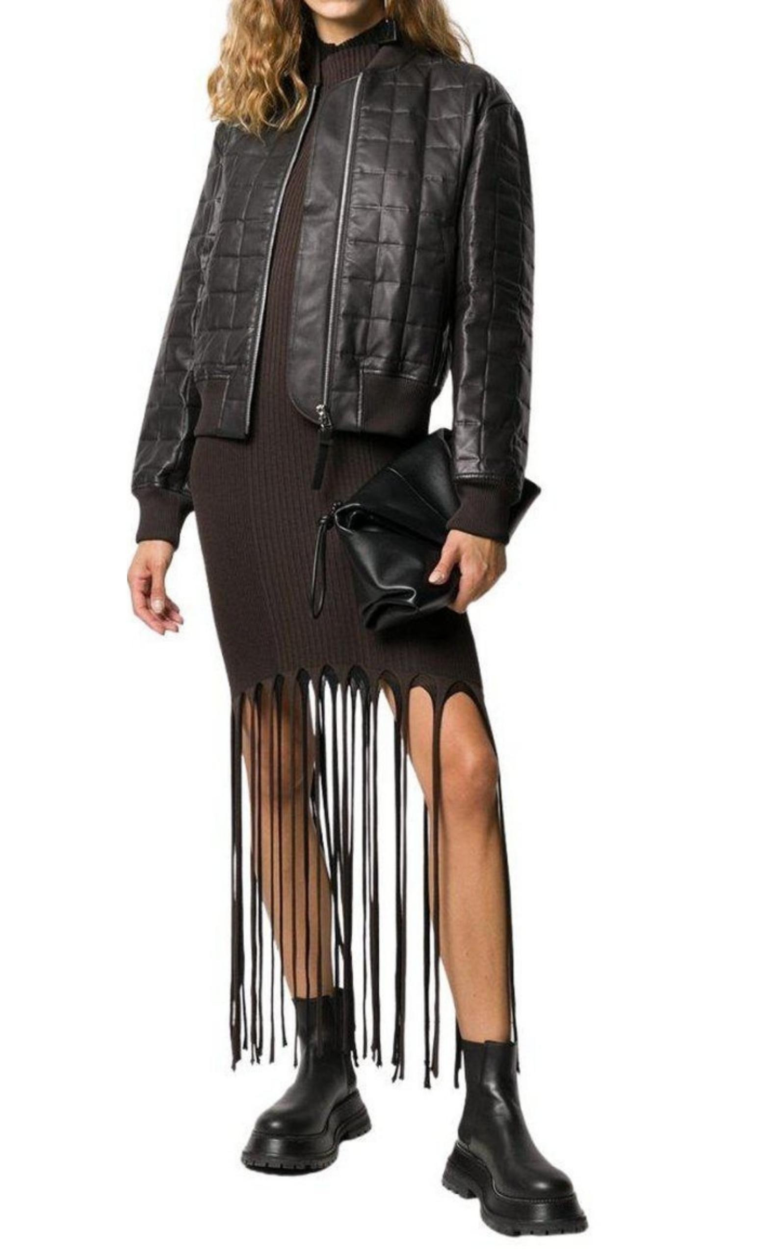 Quilted Leather Bomber Jacket - 2