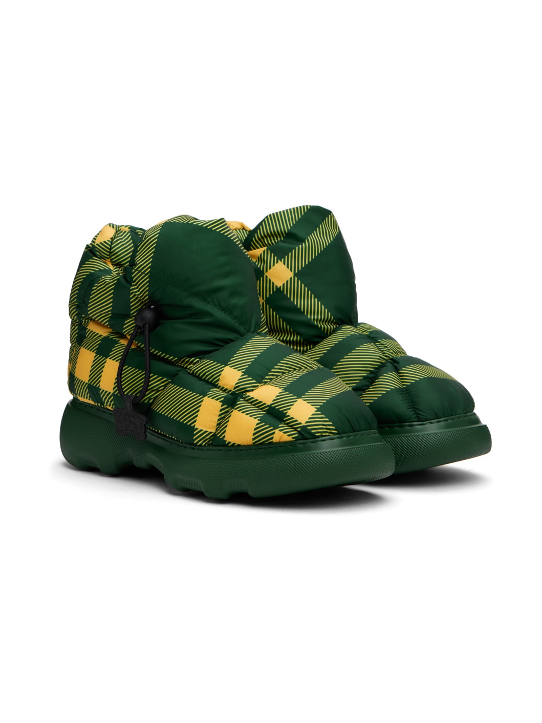 Green & Yellow Check Pillow Boots - 4
