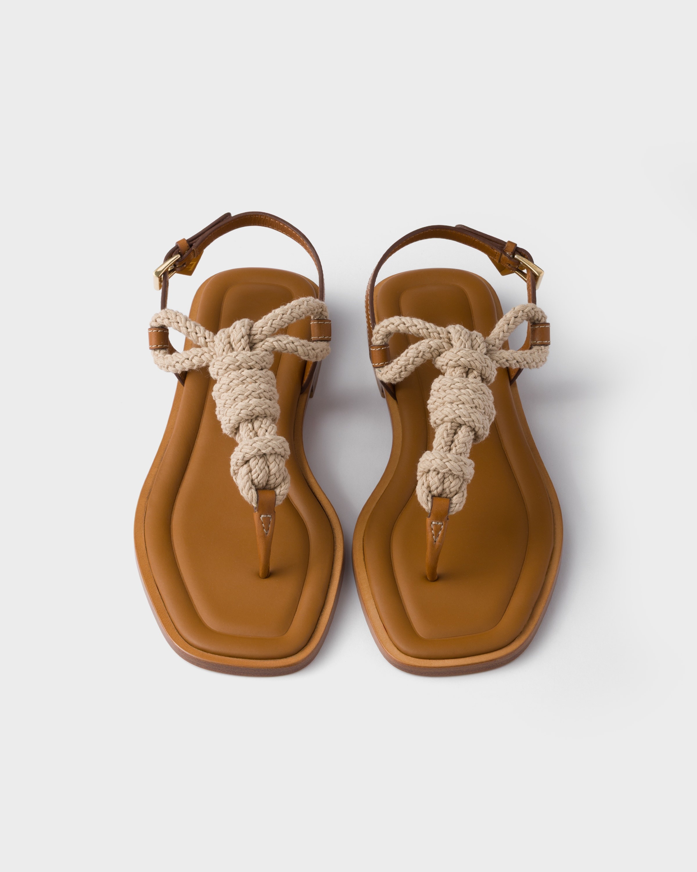 Leather and cord thong sandals - 3