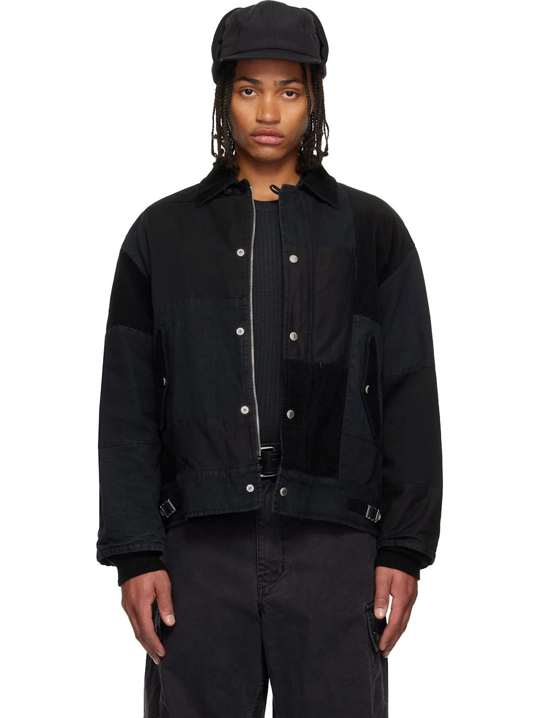 Black Mix Garment Treated Jacket - 1