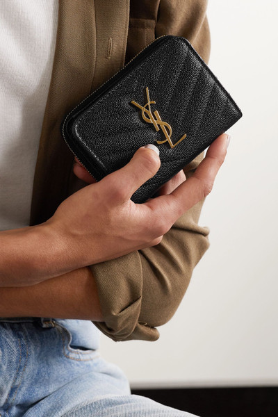 SAINT LAURENT Monogramme quilted textured-leather wallet outlook