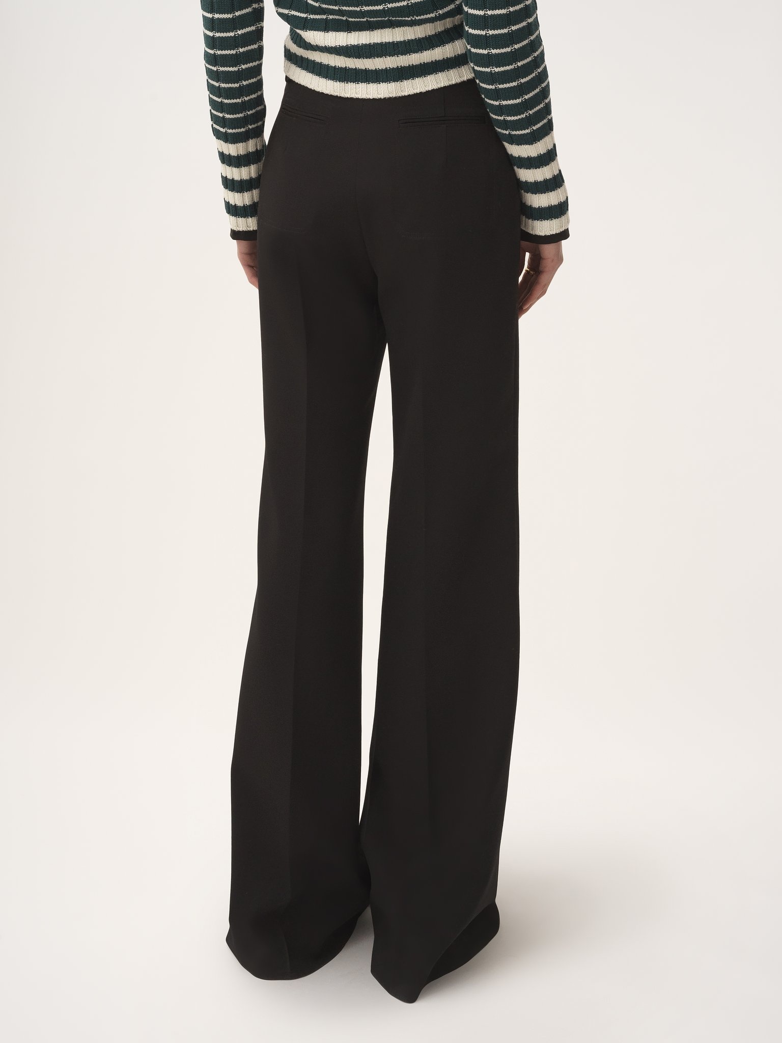 HIGH-RISE FLARED PANTS IN WOOL GRAIN DE POUDRE - 6