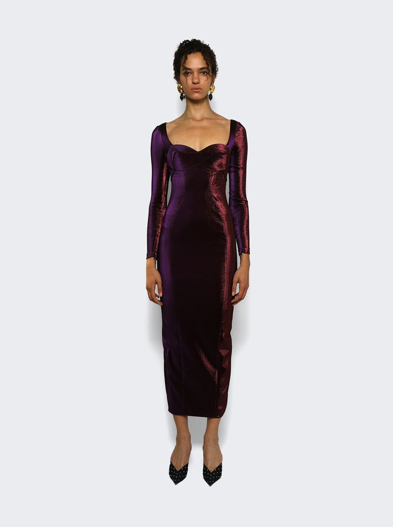 AREA Rope Cup Long Sleeve Midi Dress Purple outlook