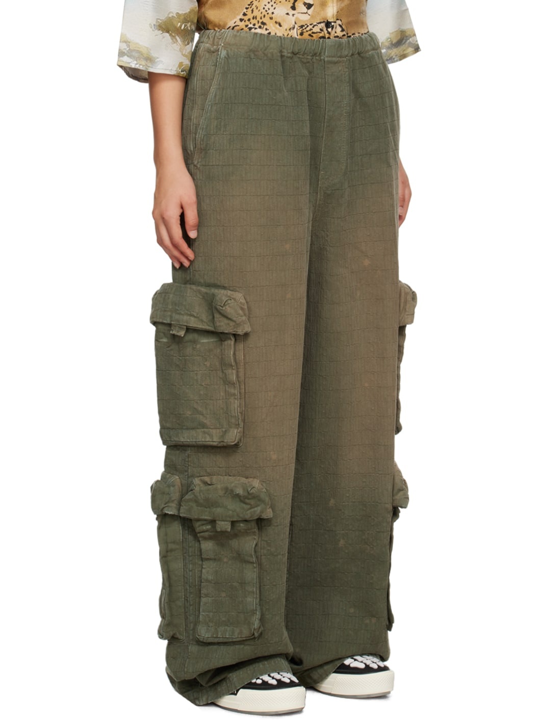 Khaki Drawstring Trousers - 2