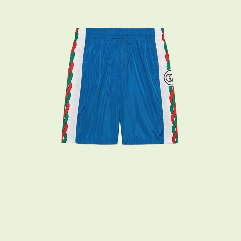 Waterproof nylon shorts with Interlocking G print 1