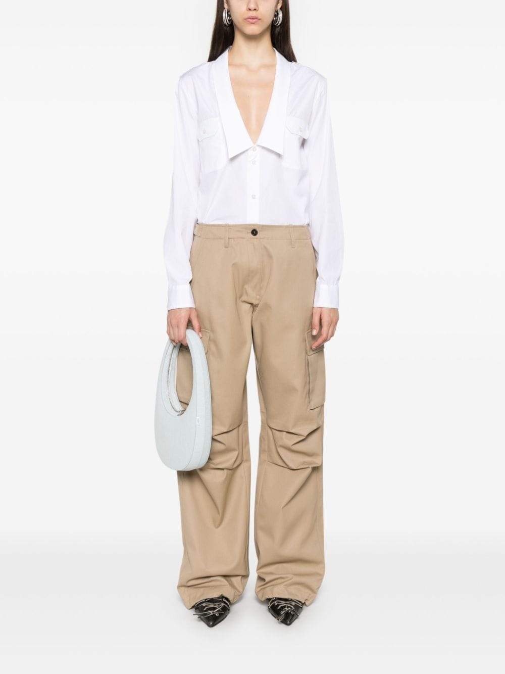 wide-leg cargo trousers - 2