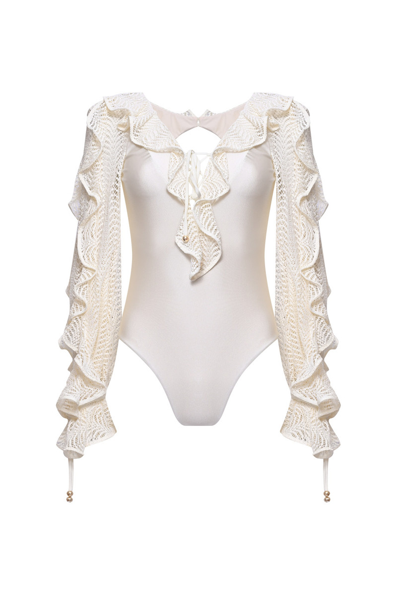 PatBO JADE LYCRA PLUNGE MESH BODYSUIT outlook