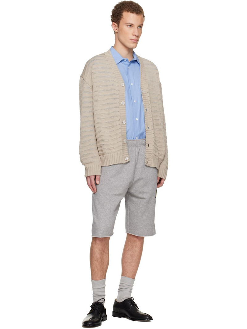MM6 Maison Margiela Beige Open-Knit Stripe Cardigan outlook