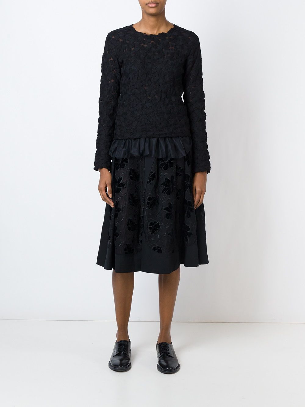 embroidered flared skirt - 5