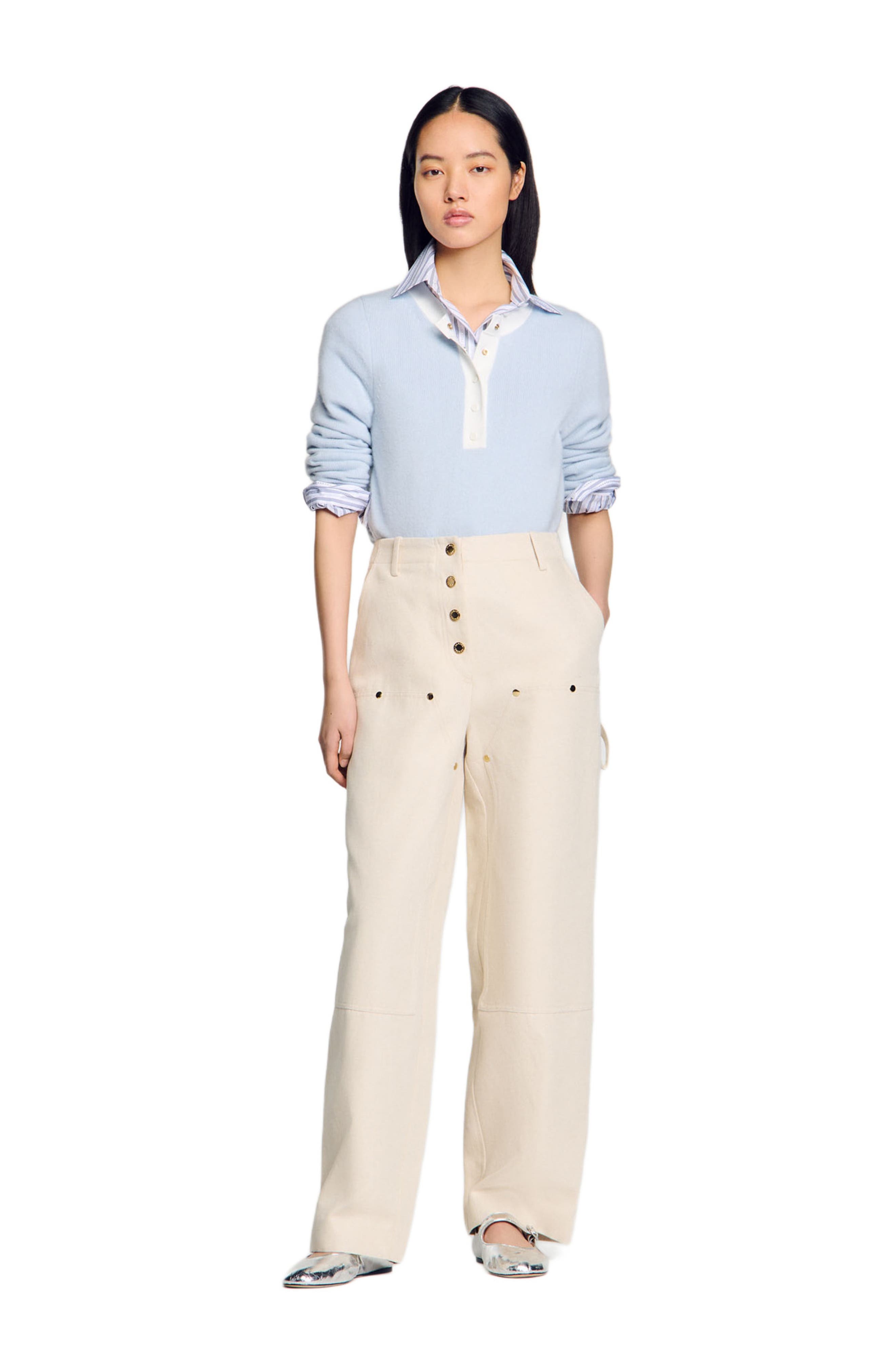 SANDRO Wool and cashmere sweater in Sky Blue at Nordstrom - 6