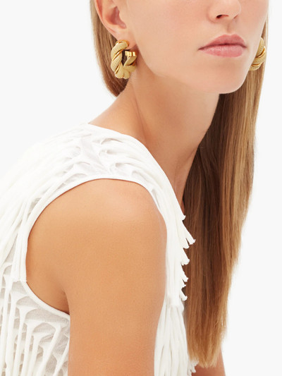 Bottega Veneta Twisted leather & 18kt gold-plated hoop earrings outlook