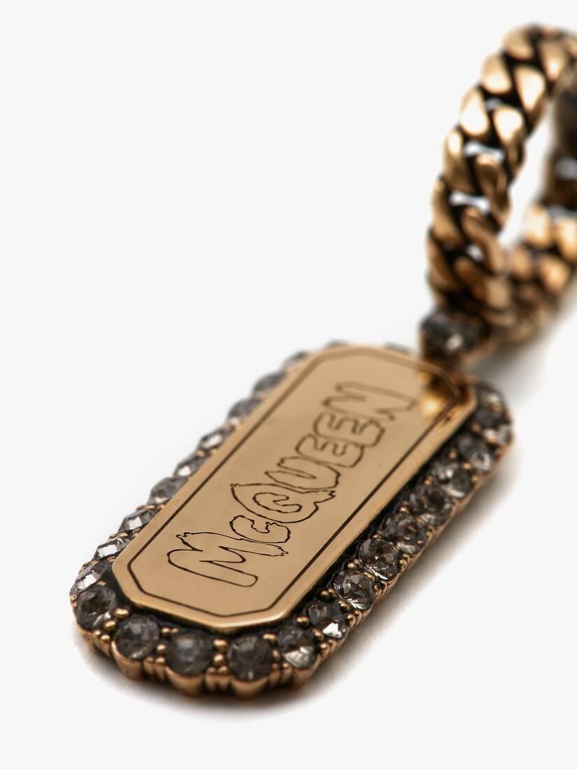 Mcqueen Graffiti Pave Hoop Earrings in Antique Gold - 3