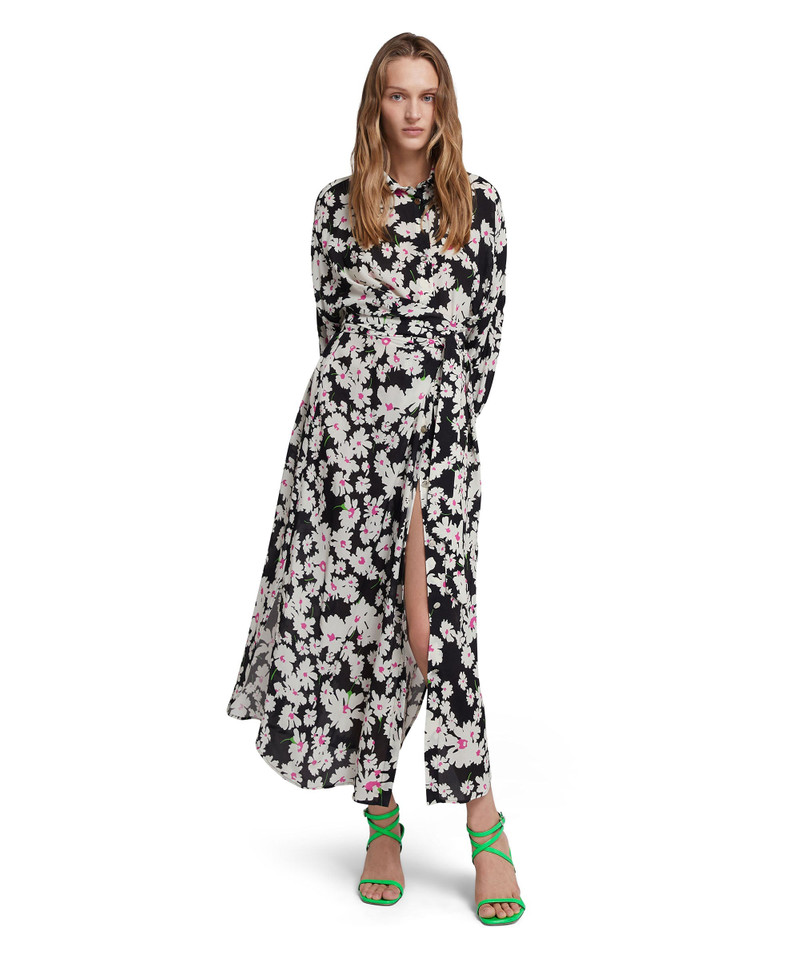 Fluid fabric chemisier shirt dress with daisy print 5