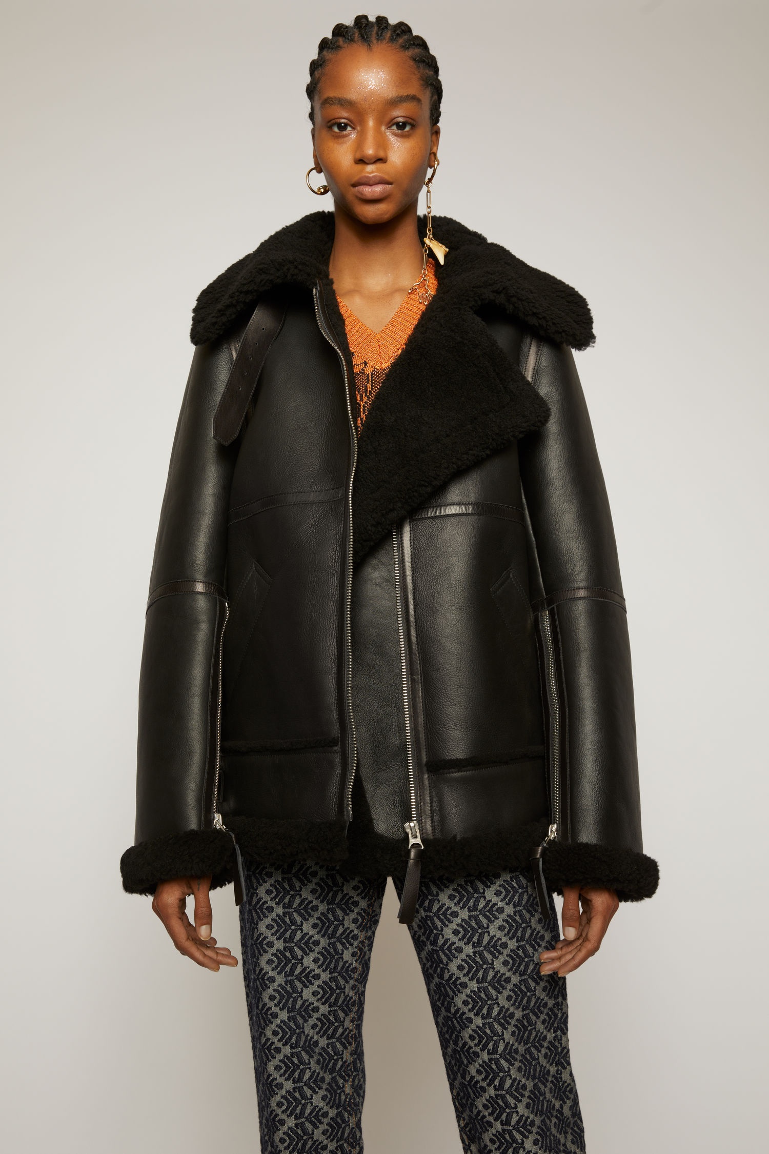 Shearling jacket black / black - 7