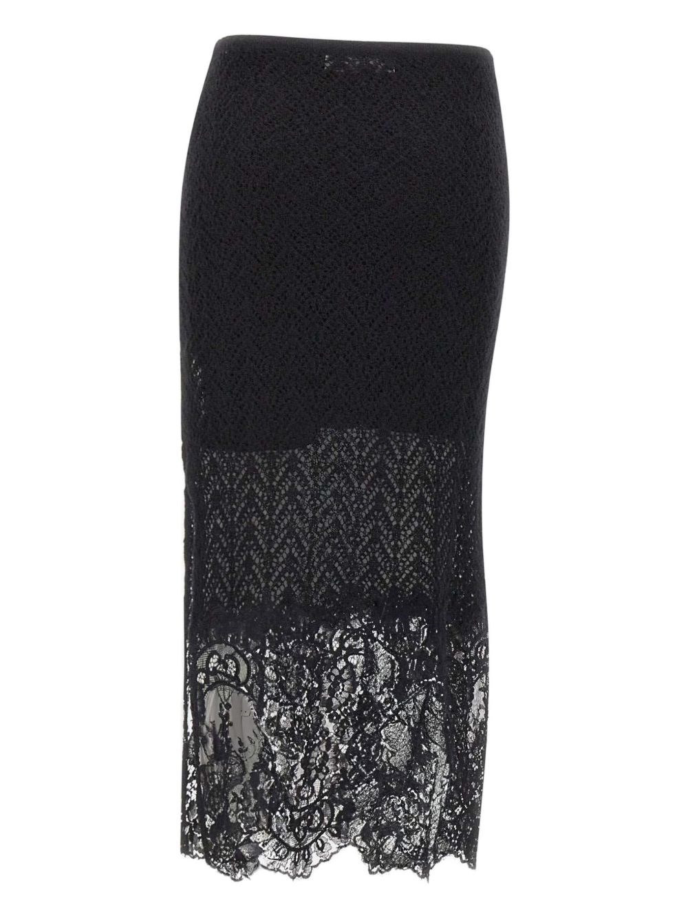Knit and Lace Midi Skirt - 3