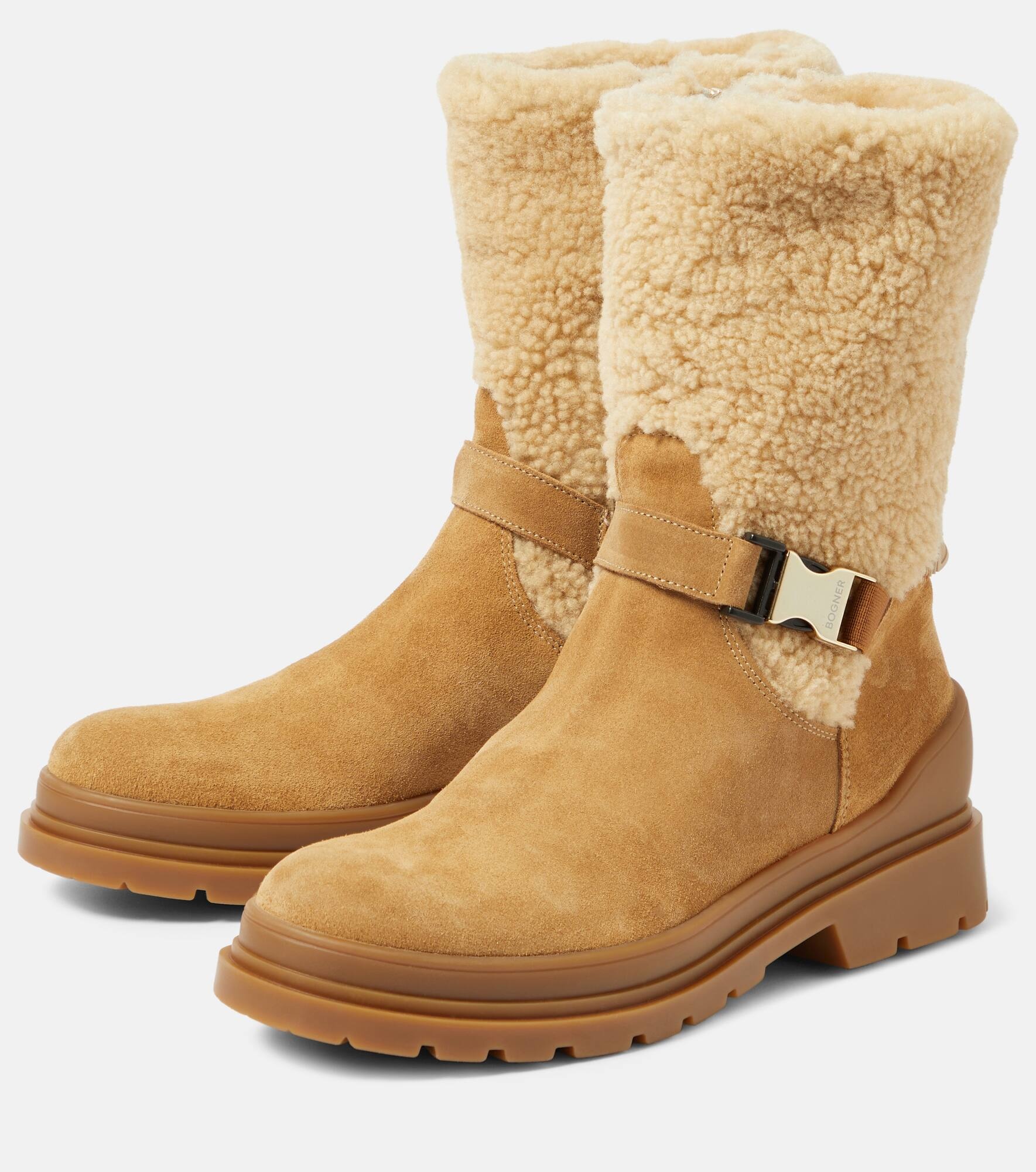 St. Moritz leather and shearling ankle boots - 5