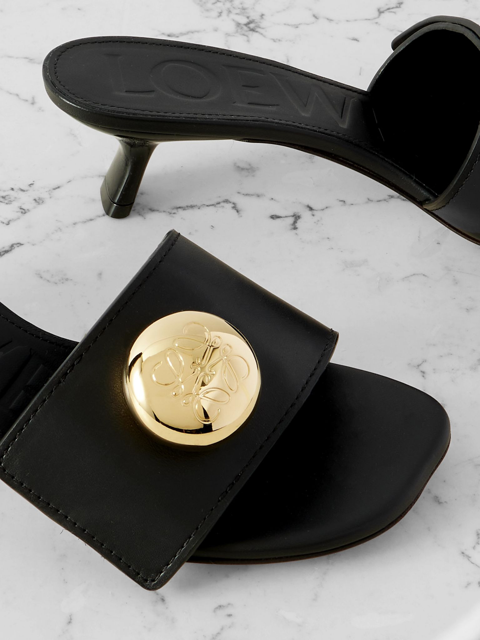 Pebble leather sandals Black - 4