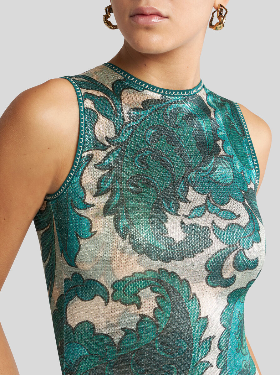 LAMINATED JERSEY DRESS WITH MAXI PAISLEY PRINT - 2
