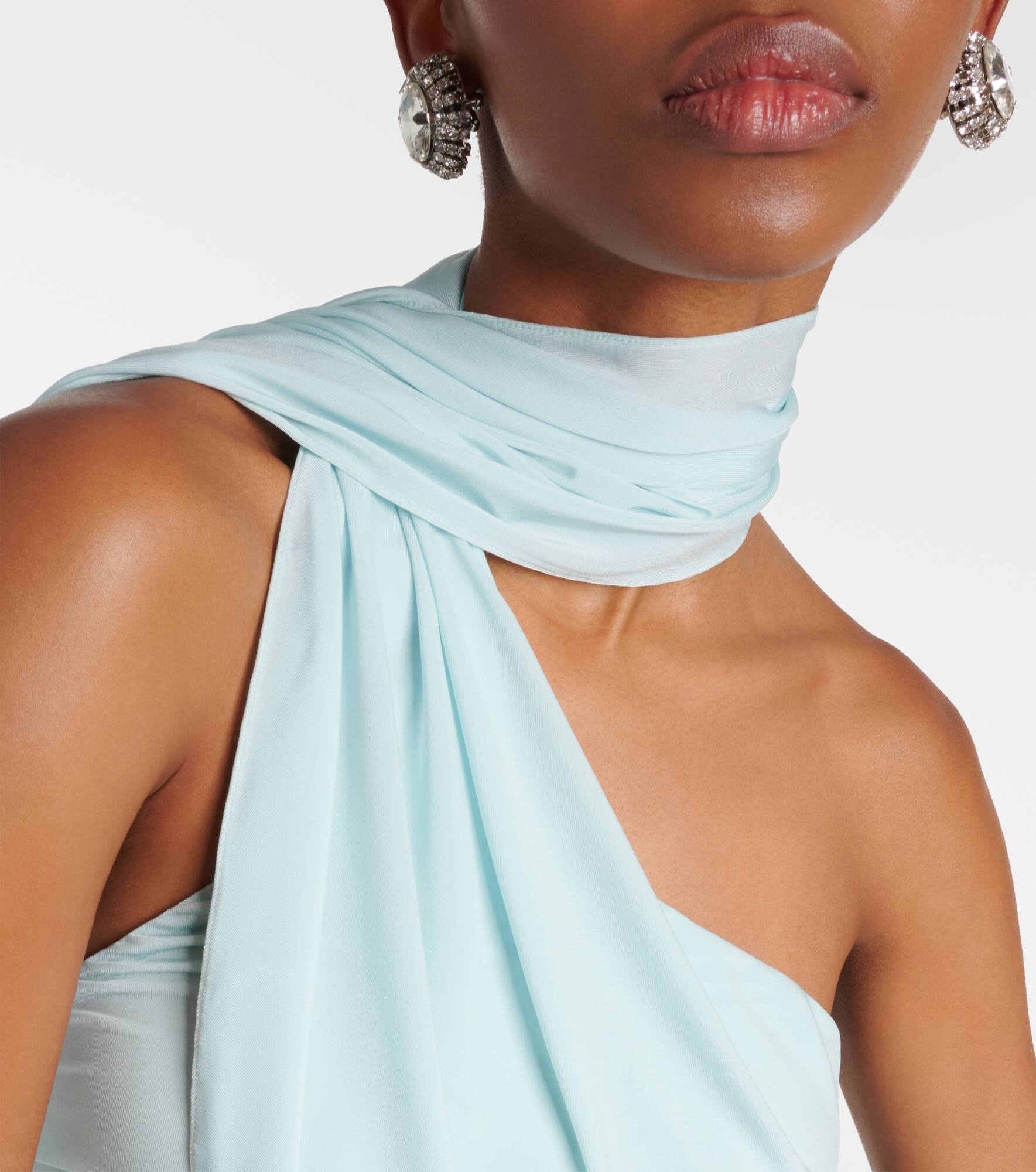 Scarf-detail ruched jersey minidress - 4