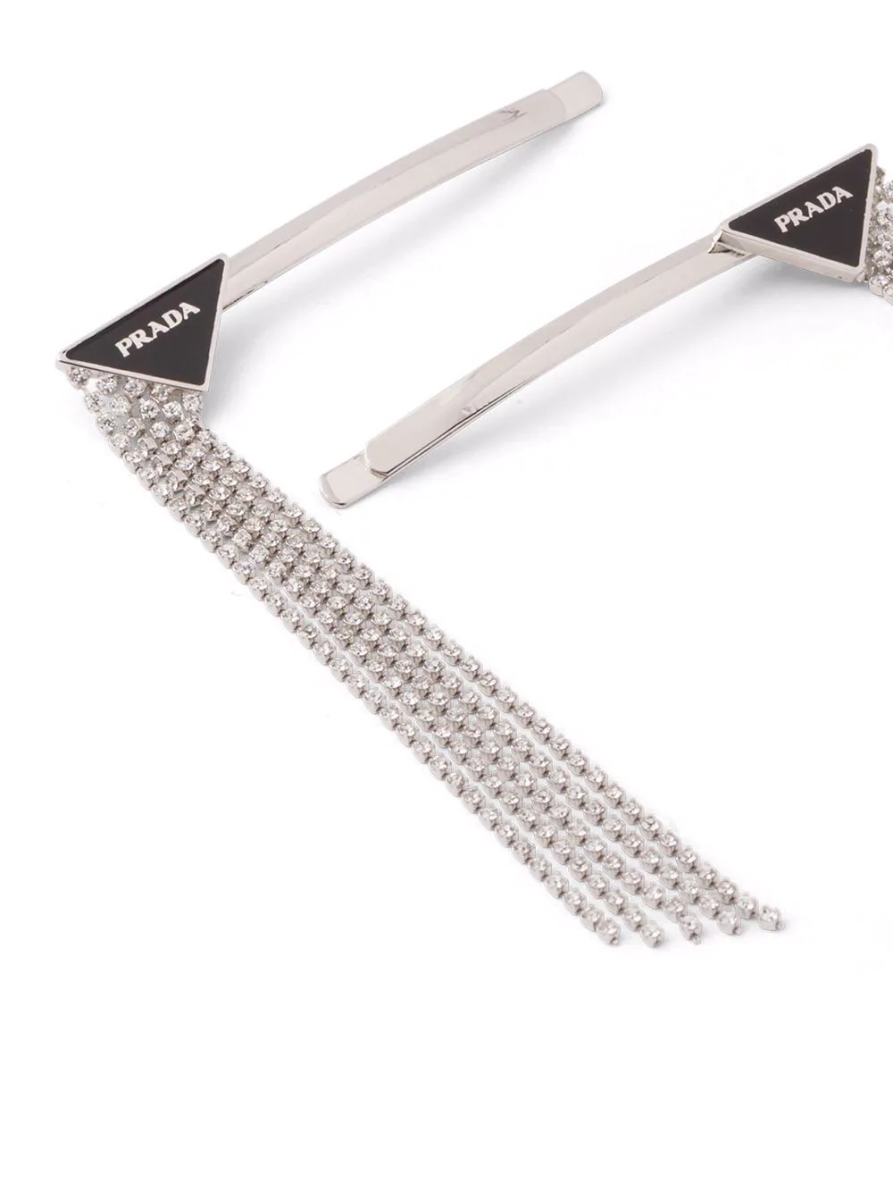 rhinestone-embellished triangle logo hairpin set - 3