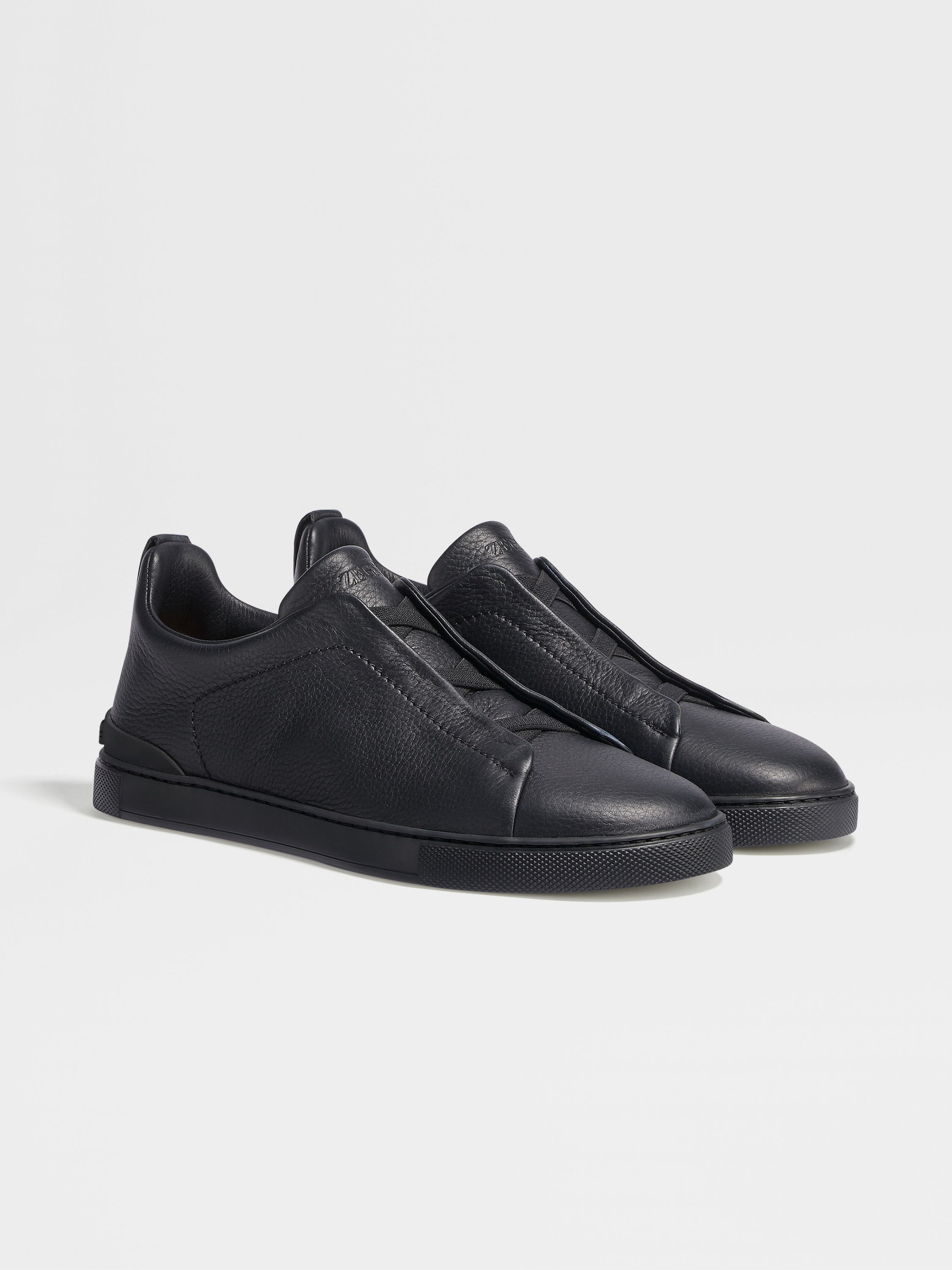 BLACK DEERSKIN TRIPLE STITCH™ SNEAKERS - 1