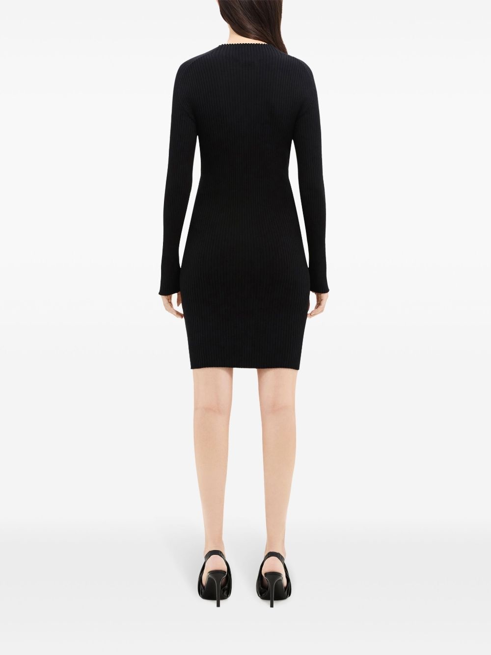 contrast-frame ribbed-knit mini dress - 4