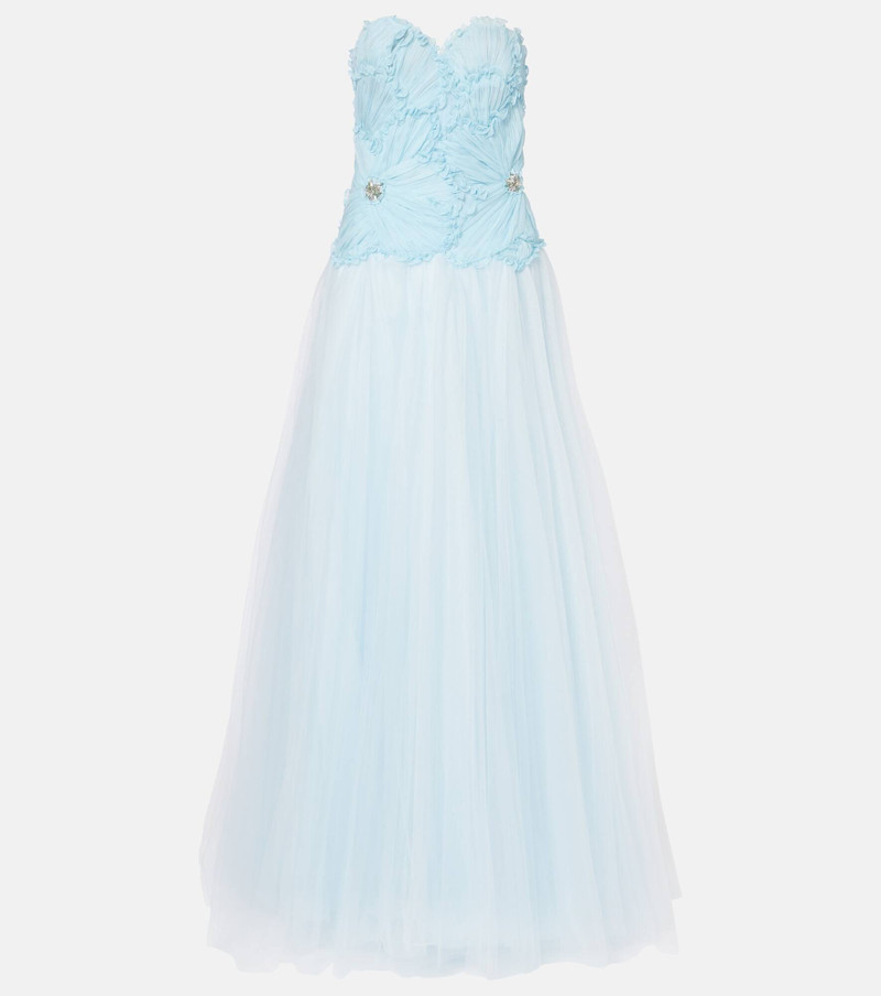Edra floral strapless tulle gown - 1