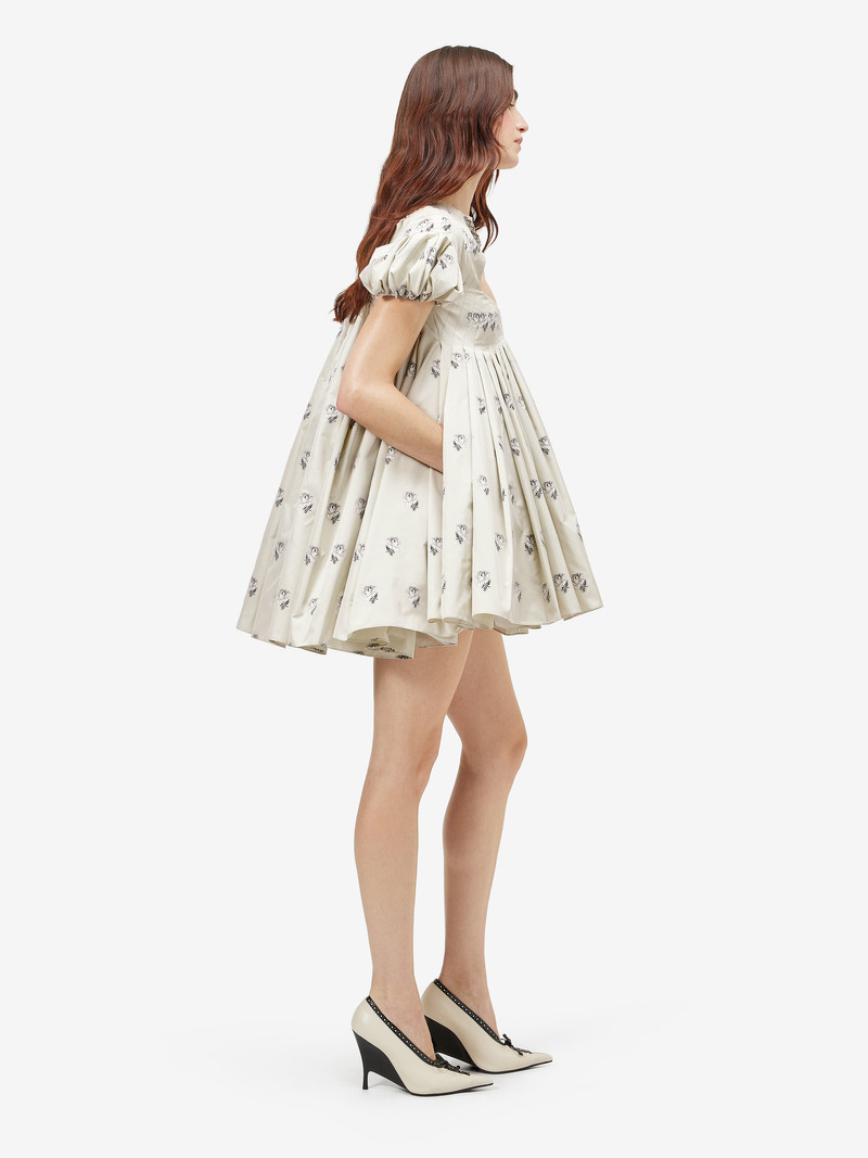 Women's Taffeta Rose Jacquard Mini Dress in Light Green 3