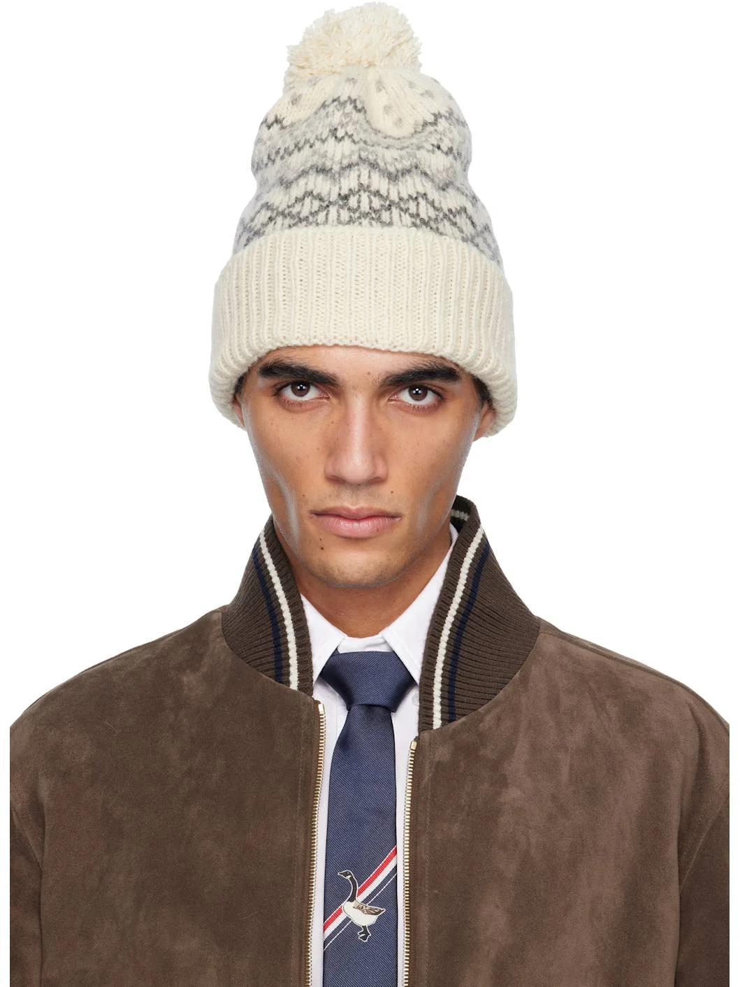 Off-White Fair Isle Jersey Float Jacquard Beanie - 1