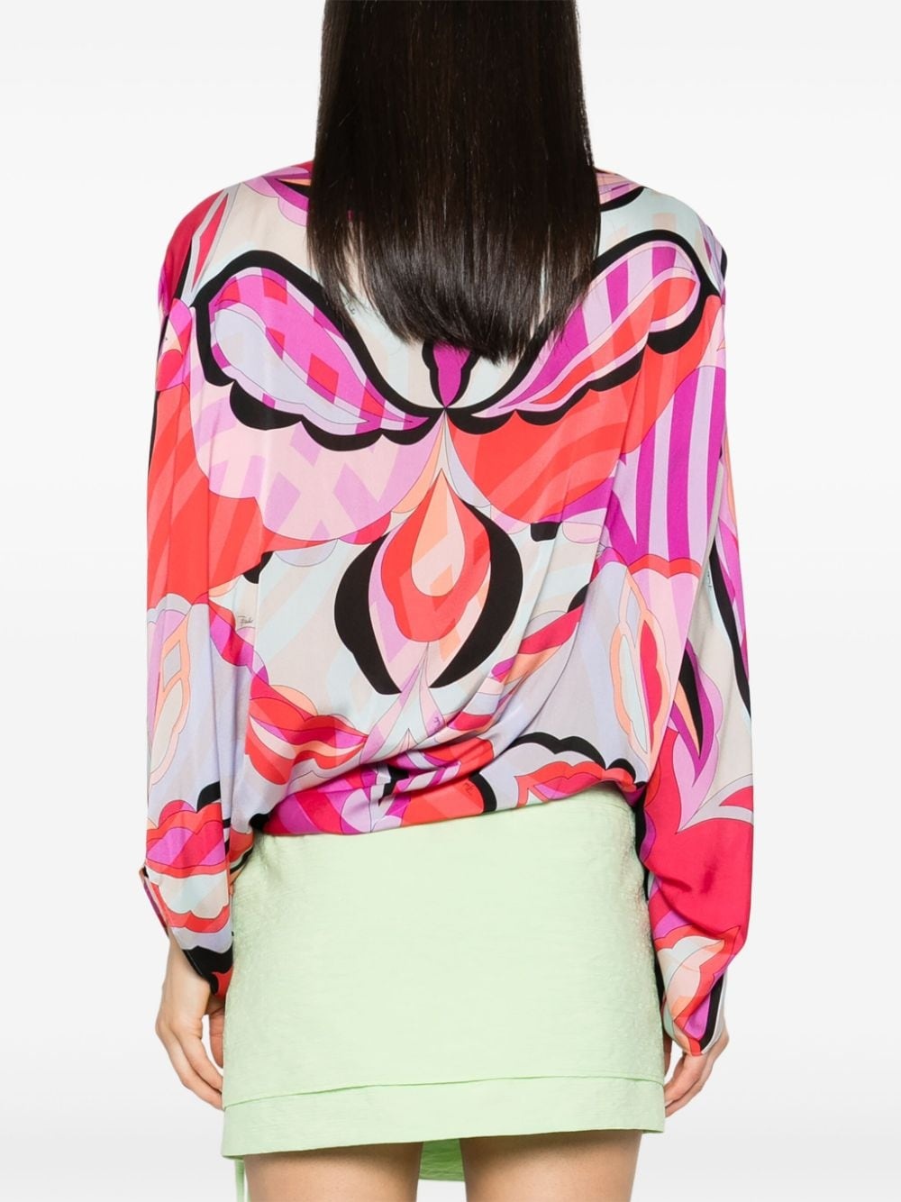 geometric-print silk top - 4