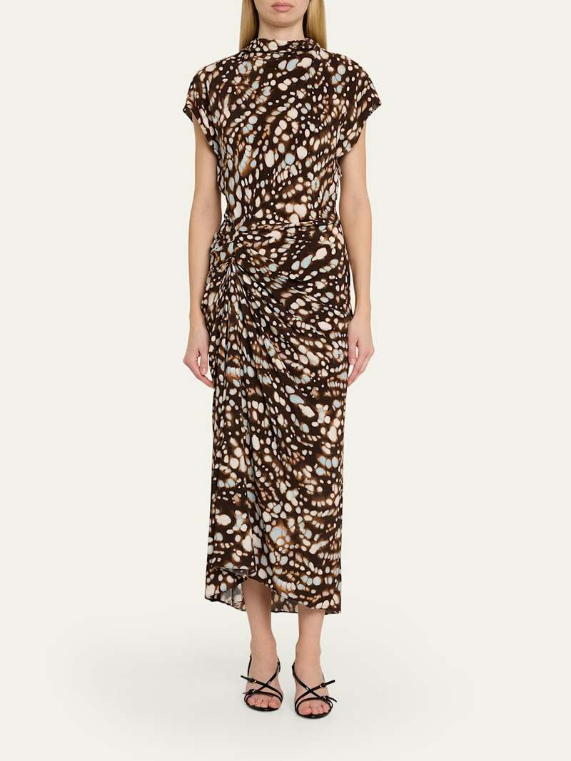 A.L.C. Alma Ruched Viscose Twill Midi Dress outlook