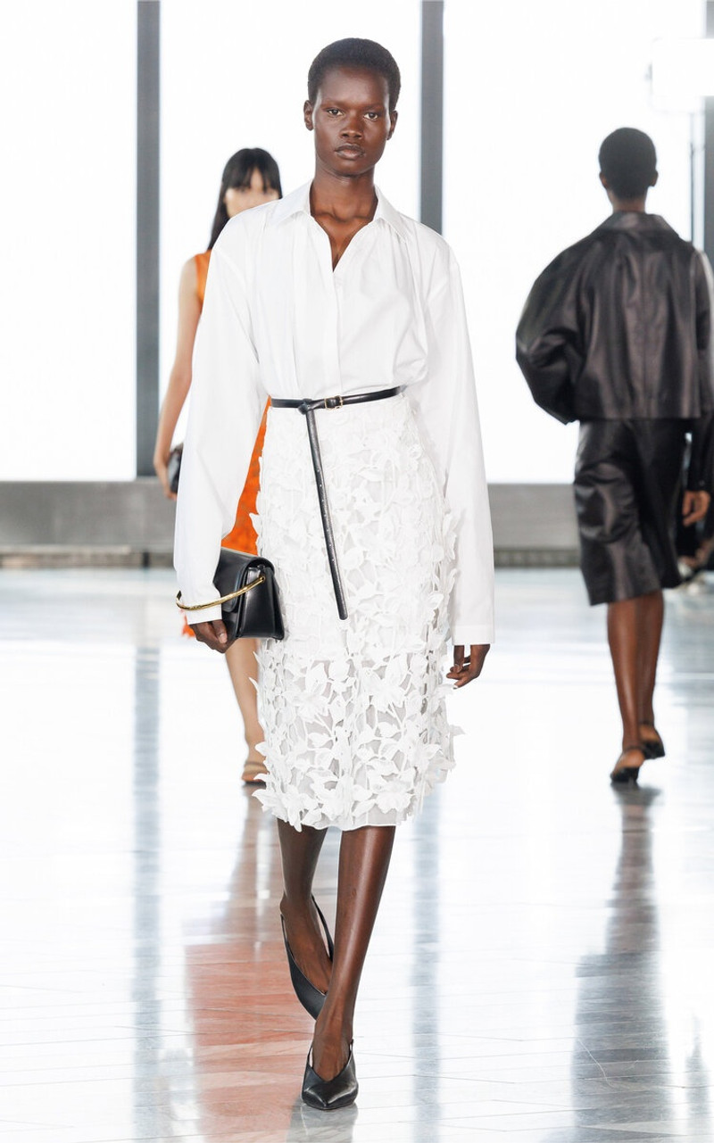 SIMKHAI Ambrosia Floral Guipure Lace Midi Skirt white outlook