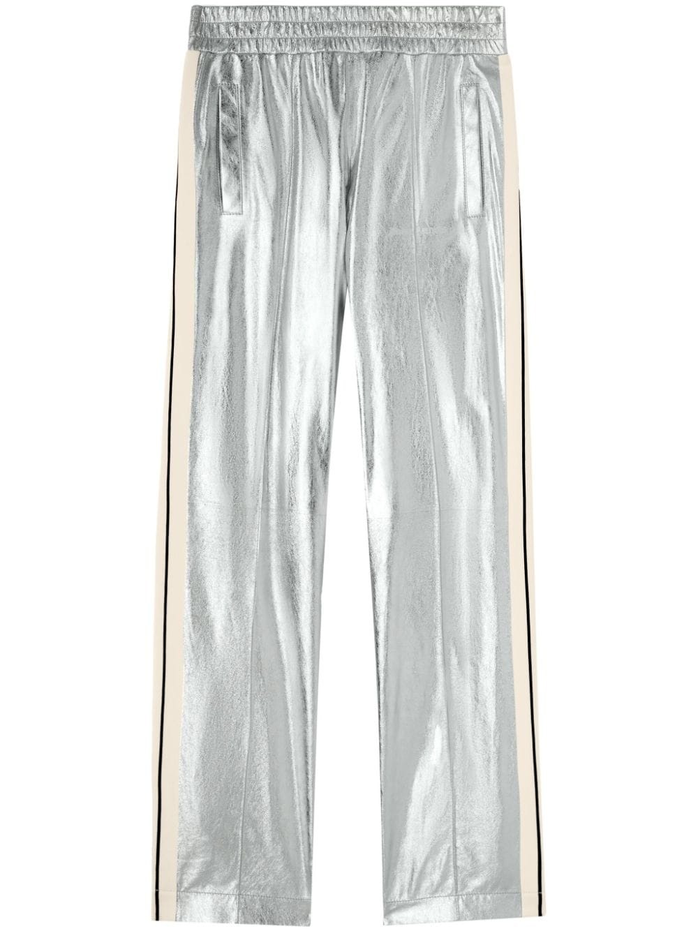 metallic-finish leather trousers - 1